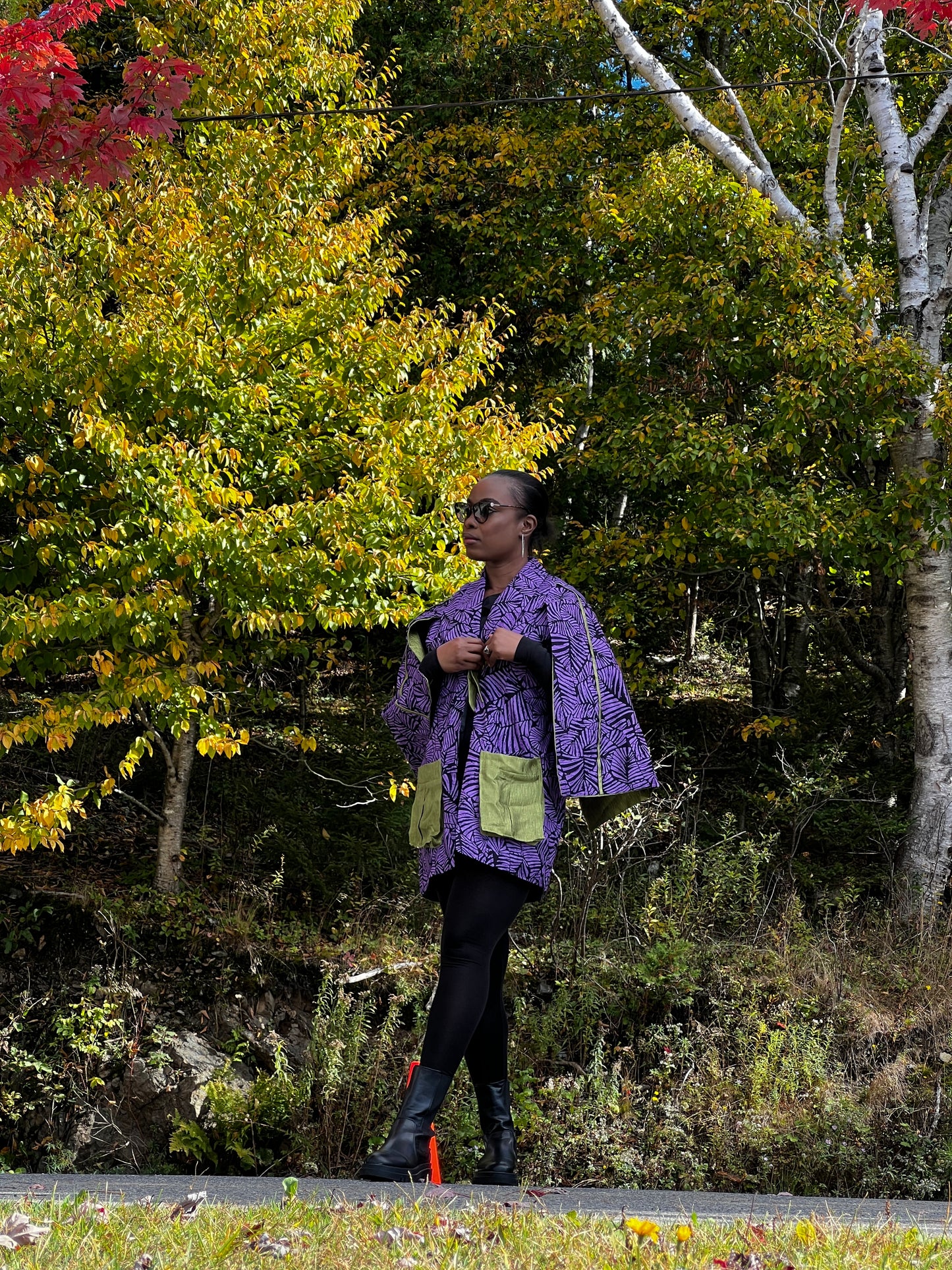 Ankara & Damask Cape Close Up