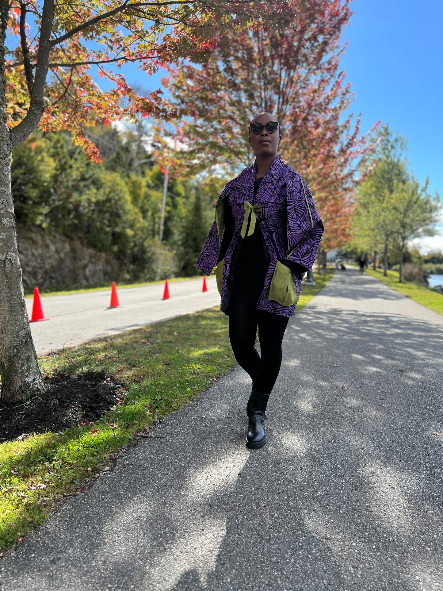 Ankara & Damask Cape Close Up