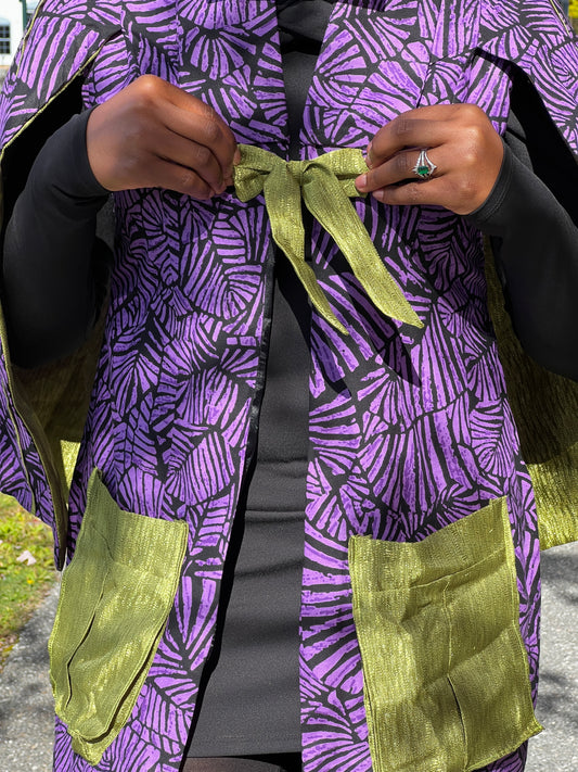 Ankara & Damask Cape Close Up